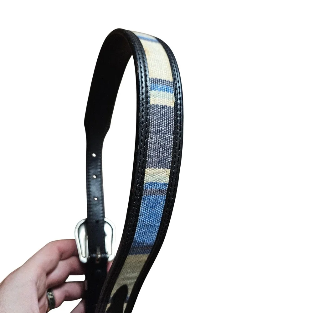Brushy Creek Leather Western Belt 28 Woven Inlay Silver Engraved Buckle 4129
